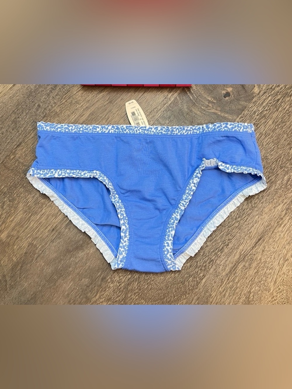 NWT RARE Victoria's Secret Blue Leopard Ruffle Trim Cotton Panties VS Small S